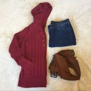 Cable Knit Hooded Sweater